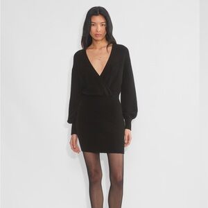 NWT Aritzia Wilfred Elsie black wrap sweater mini dress